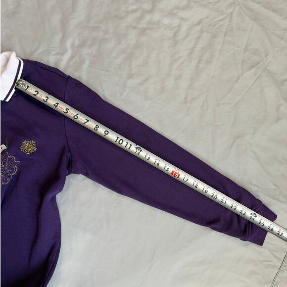 VNTG Adrian Delafield Purple, Holiday Dove, Embroidered, Collared Sweatshirt- M - Picture 10 of 10